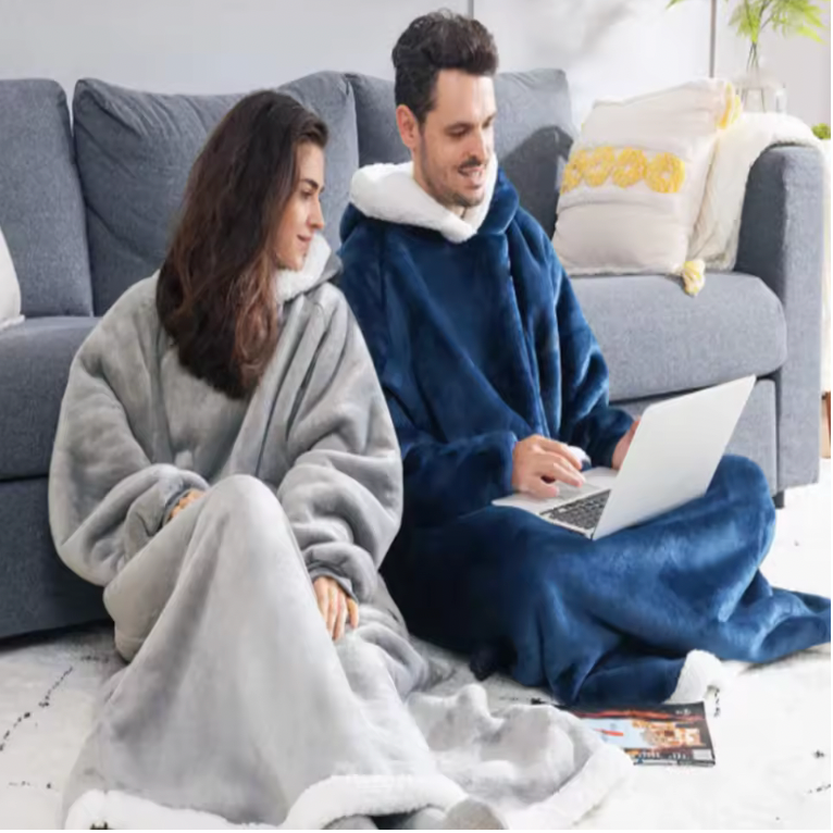 Couverture-Sweatshirt Géante à Capuche - Le Confort Ultime ! BLEU